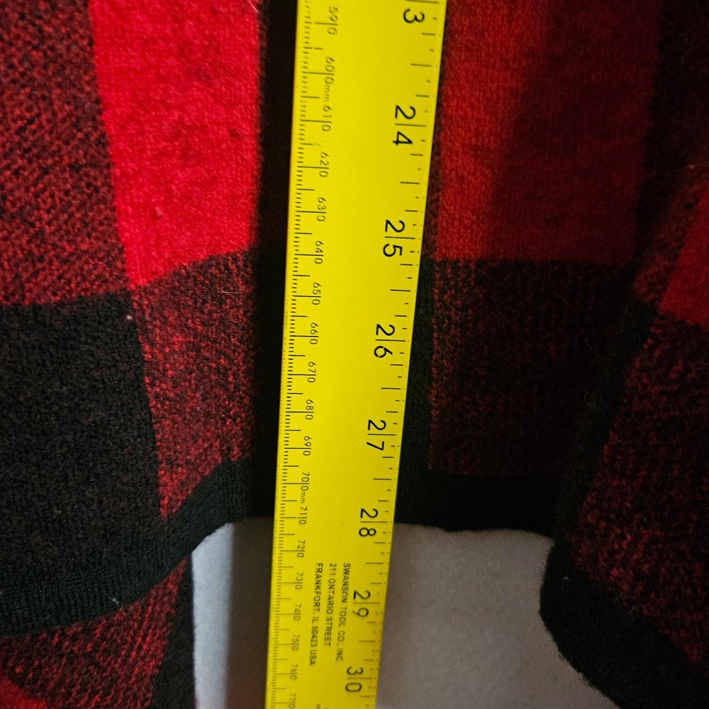 Lauren Ralph Lauren Red Black Buffalo Plaid 100% Wool Draped Cardigan Plus 3X - Picture 7 of 8